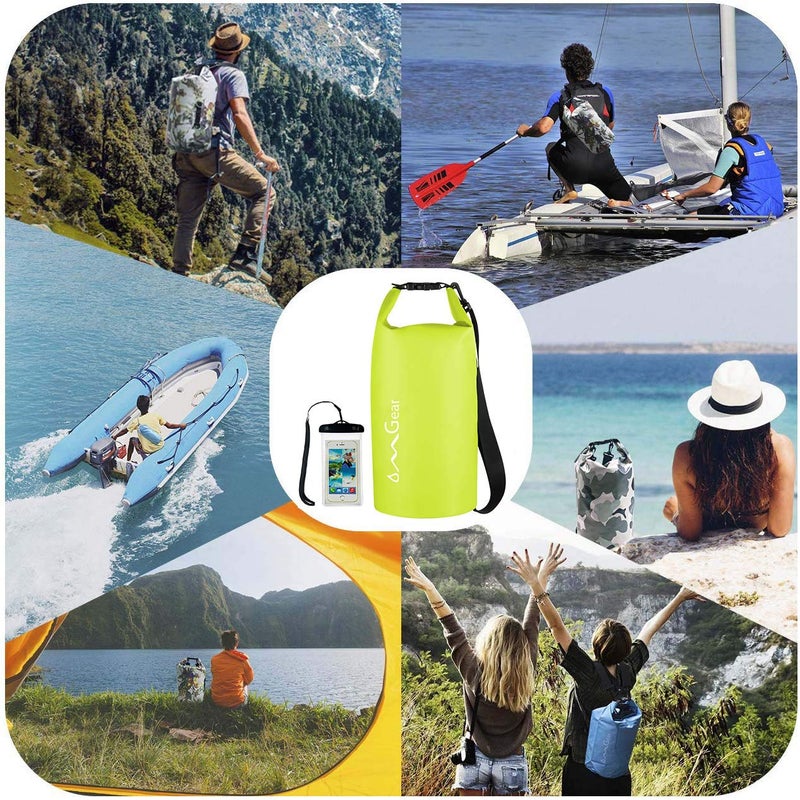 OMGear Waterproof Dry Bag Backpack Waterproof Phone Pouch 40L/30L/20L/10L/5L Floating Dry Sack for Kayaking Boating Sailing Canoeing Rafting Hiking Camping Outdoors Activities (Bright Yellow,10L) - Image 5